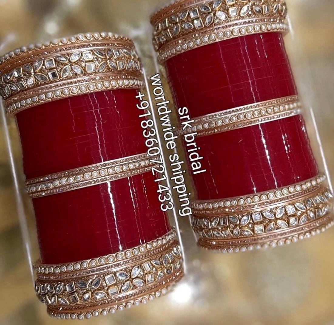 Conjunto tradicional punjabi de chura nupcial, conjunto de brazaletes de  chooda para bodas, brazaletes de novia indios, chooras sikh - Etsy México, image size:1101x1069