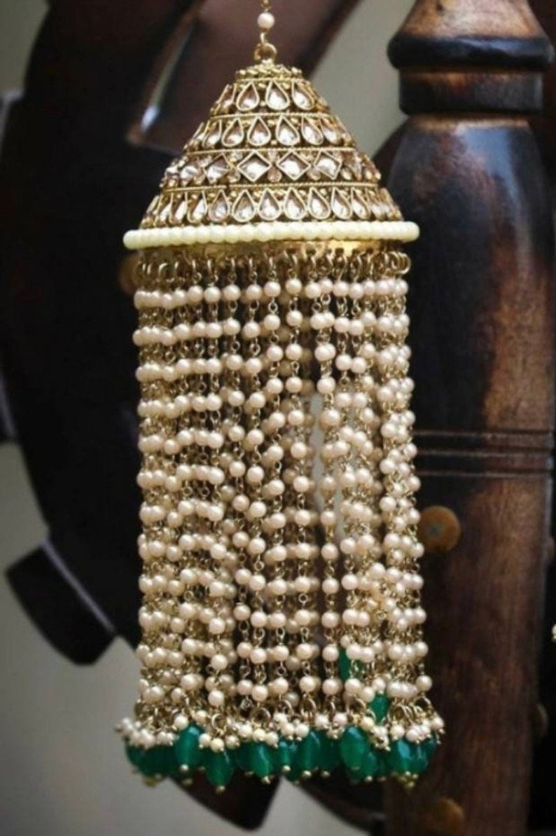 Kaleera da sposa in oro antico con pois in colore verde bottiglia di Srk Kaleere, Kaleerey, Kalira immagine 4