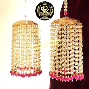 Golden Pink Indian Kaleera With Peral Kalira, Kaleere, Kalire, Bangles, Bridal wedding Kalira