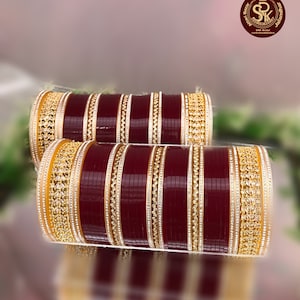 Ensemble chura nuptiale rond, choda de mariage punjabi, bracelets de mariage indiens, chura traditionnel punjabi, chura nuptiale pour femmes