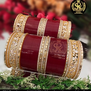 Bridal Chura Set, Punjabi Wedding Chooda, Indian Bangles, Traditional Chuda, Women's Choora