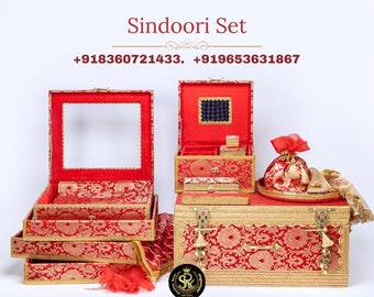 Sindoori Box set , Wedding Trunk , Tray , Dupatta Box , Bangle Box , Trousseau Trunk by srk