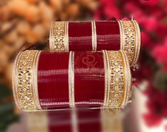 Indisches Braut Chura Set - Punjabi Hochzeit Armreifen mit Kada