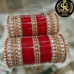 Ensemble traditionnel nuptiale Chura Punjabi, ensemble de mariage jonc Chooda, bracelets de mariée indiens, sikh choora