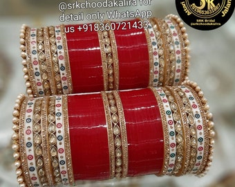 Braut Chura Set, traditionelle Punjabi Hochzeit Armreife, indischer Schmuck