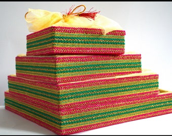 Wedding trays, Tray , Thaal Invitation Basket, Desi Style , Sarees, Royal Packing, Saghun Trays