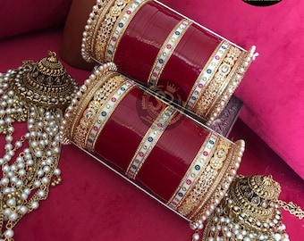 Classic Bridal Chura Set, Punjabi Chooda Bangle Set, Indian Wedding Tradition, Punjabi Wedding Chura,