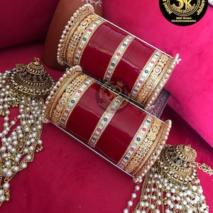 Indian Punjabi Bridal Chooda | Red Kundan Choora Set | Sikh Wedding Bangles | Polki Kundan Chura | Bridal Jewellery Set |