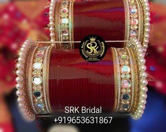 Bridal Chura Bangle with Kundan and Peral , Churas , Chooda , Choora , by srk bridal