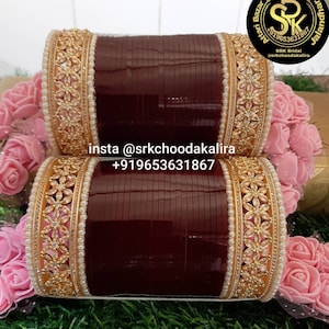 Indian Bridal Chura Set with AD Kada – Punjabi Wedding Bangles, Bridal Chooda, Chooda for Bride | Wedding Chuda for Bride | Red Chuda