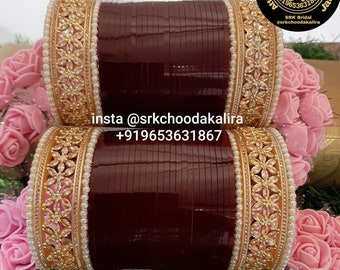 Indisches Braut Chura Set - Punjabi Hochzeit Armreifen mit AD Kada