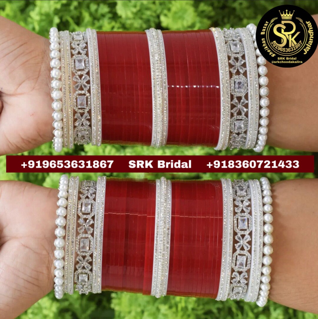 Silver Reverse AD Punjabi Wedding Bangles, Bracelets, Choora , Chura by