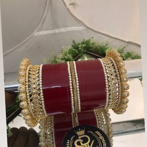 Ensemble traditionnel nuptiale Chura Punjabi, ensemble de bracelets de mariage Chooda, bracelets de mariée indiens, Choora