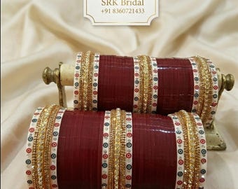 Rundes Braut Chura Set, Punjabi Hochzeit Armreifen
