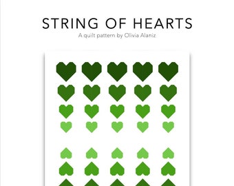 String of Hearts Quilt Pattern - PDF Digital only - Rose Petal Quilt Shop