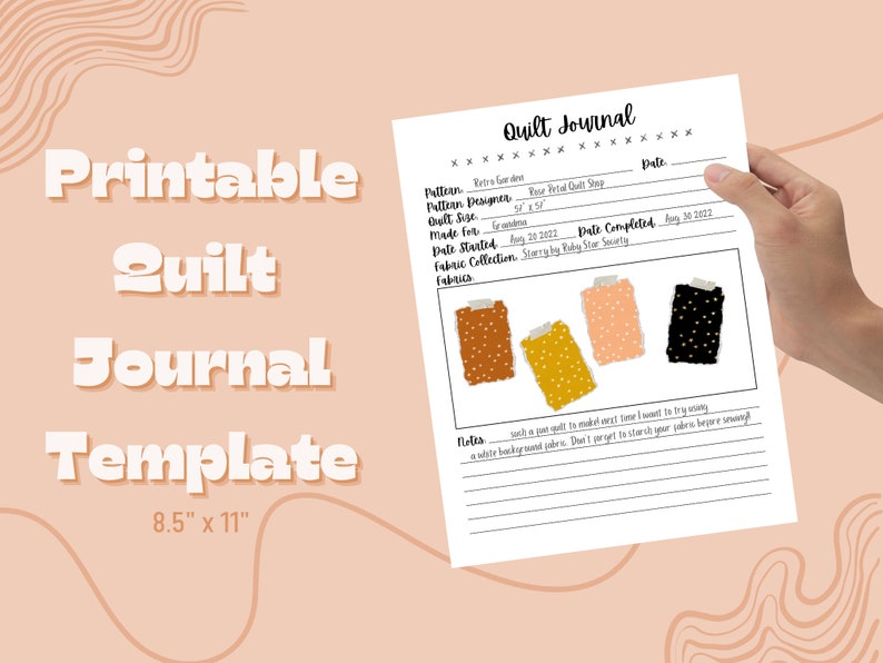 Printable Quilt Journal Template Quilting Memory Journaling Etsy