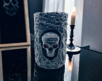 Handmade Black Skull Candle: Rock Band Decor, Alternative Gift