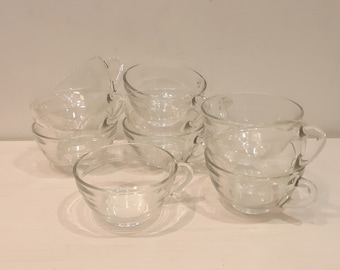 Juego de 10 tazas vintage de vidrio Duralex: taza de café francesa de mediados de siglo (alrededor de la década de 1960)