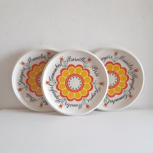 Vintage Set Of 3 French Colorful Ceramic Cheese Plates Kitchen Decor Bistro Dining Cheese Serving Plate Retro French Dinnerware Circa 1960&#39;s