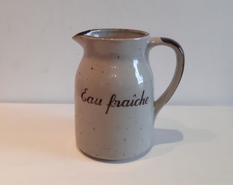 Vintage French Earthenware Pitcher For Water Marked With Eau Fraiche Tableware Display Home Decor Kitchen Decor Serving Jug Gift Circa 1980