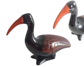 Vintage Französisch Ibis Vogel Keramik Verzierung: Ornithologie-Anzeigen-Dekoration