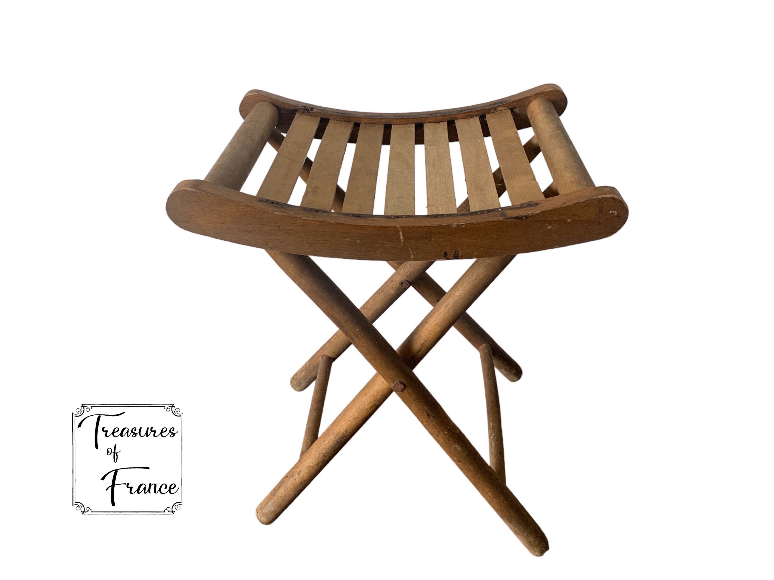 tabouret de camp pliant vintage élégant avec siège à lattes tabouret pour enfant chaise camping support plantes siège extérieur intérieur