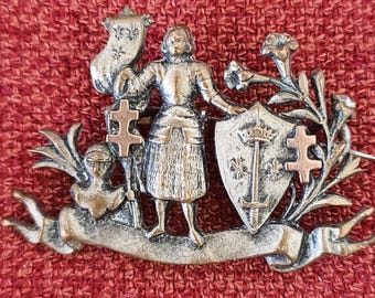 Antique Tiny Joan of Arc Copper Brooch Broche Jeanne d'Arc French History Rare Item Collectible Gift Memorabilia Joan of Arc Circa1920’s
