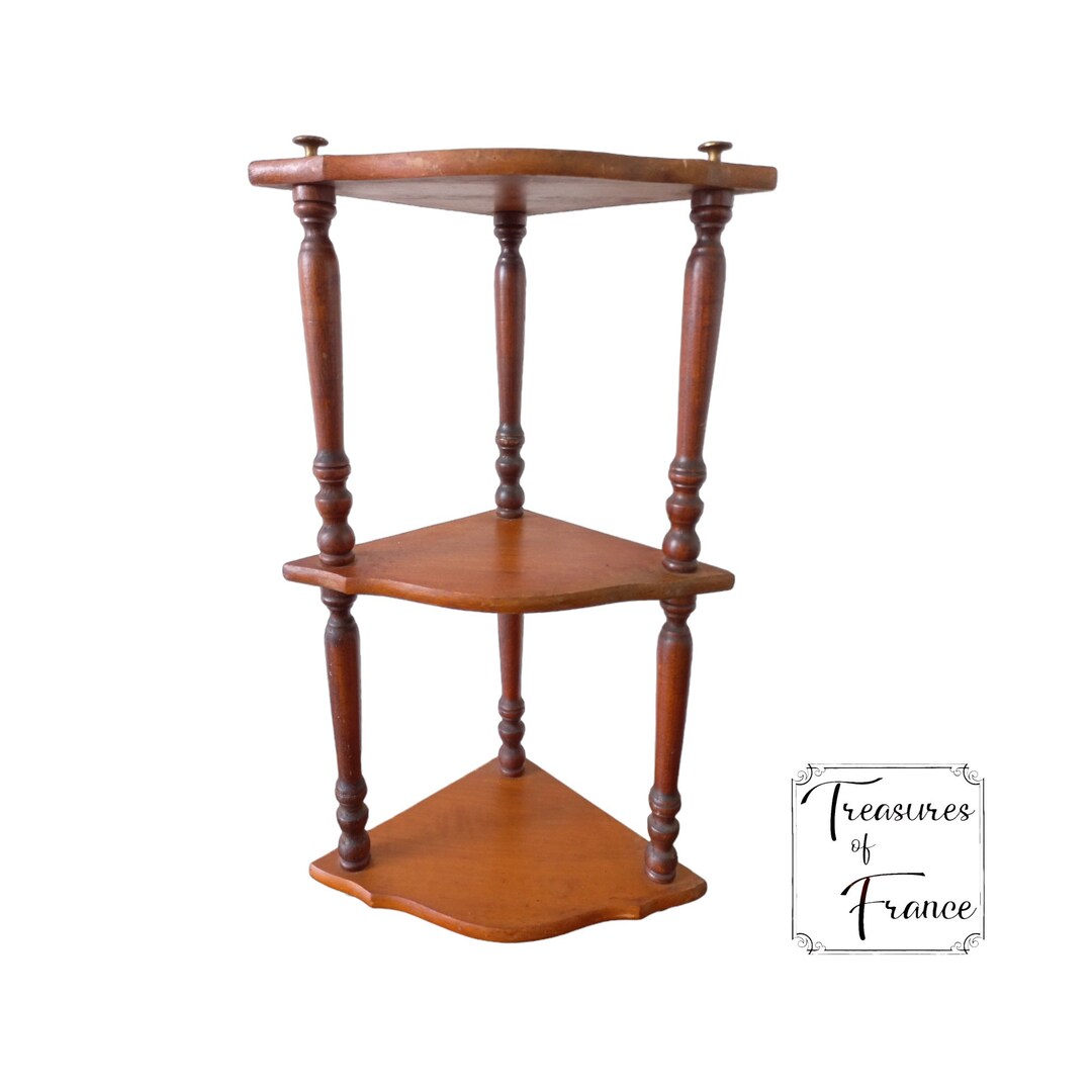 Vintage Small Wooden Corner Shelf 3tiered Corner Stand Shelf Etsy
