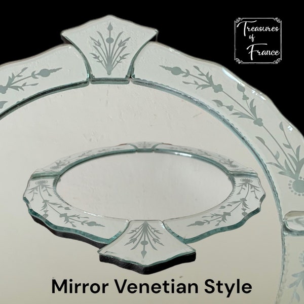 Vintage Venetiaanse stijl ronde spiegel spiegel lade shabby chic bloemendecor display ornamenten wandhangende spiegel kerstcadeau circa 2000's