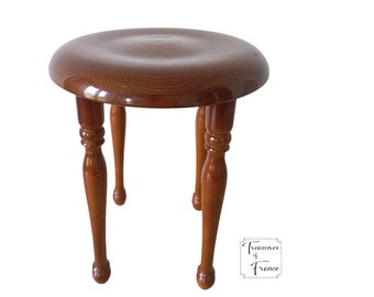 Vintage French Lacquered Wood Stool Tabouret – Circa 1980s Side Table