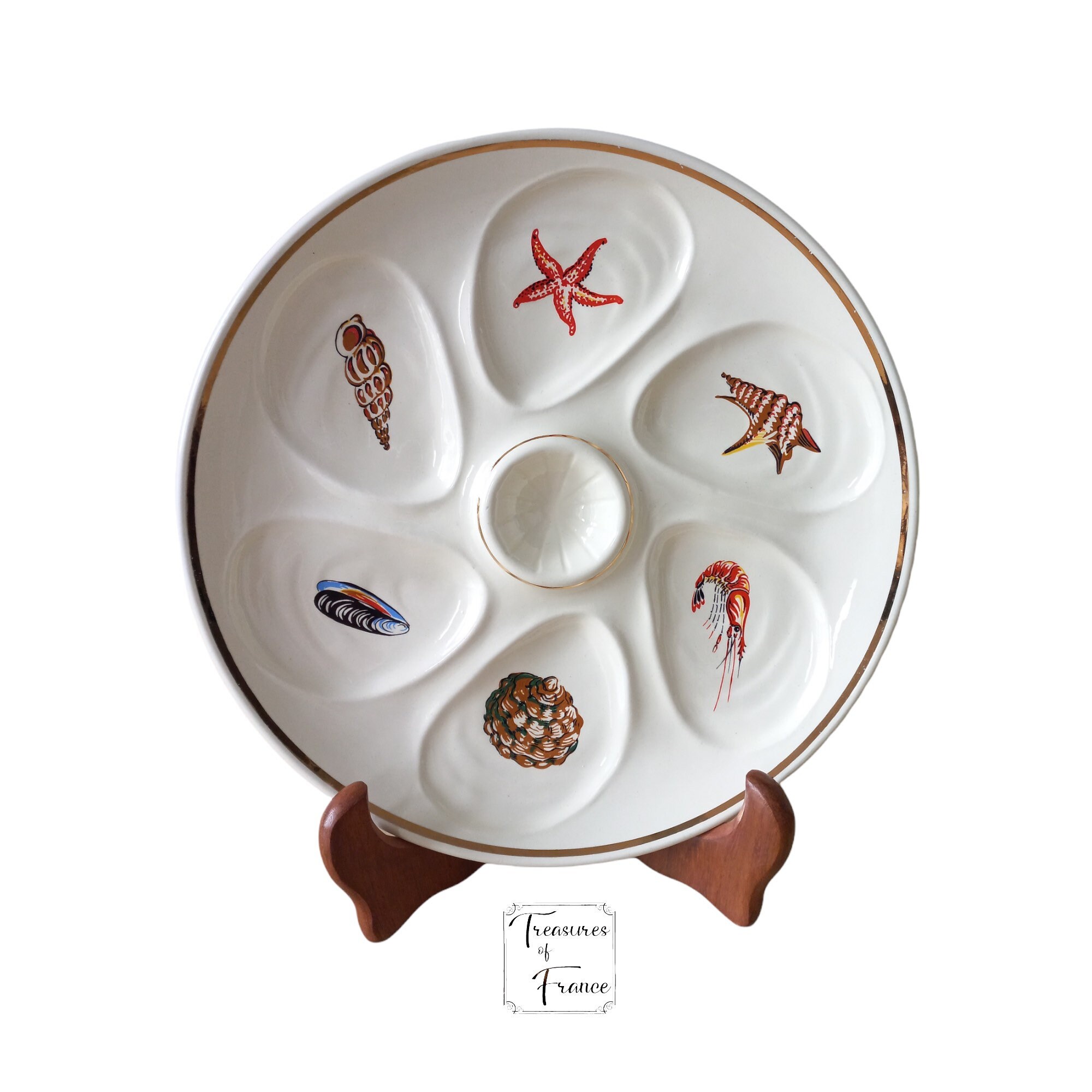 Vintage Set de 2 Assiettes d'huîtres Salins France Huitre Salins Assiette Créatures Marines Millésim