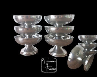 Rare Set of 6 Vintage large French 18/8 Stainless Steel  Ice Cream Cups Dessert Cup  Cocktail Fruit Salad Cup Party Kitchenware  Circa1970’s