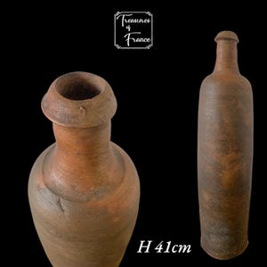 Antique Ger Tall  Sandstone Bottle Handmade French Pottery  Earthenware Bottle Vase Gift Display Farmhouse Cider Bottle Circa 1930’s