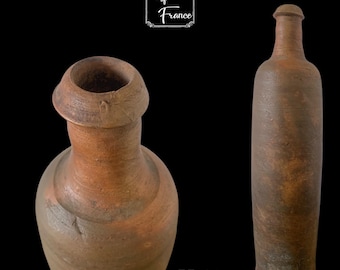 Antique Ger Tall  Sandstone Bottle Handmade French Pottery  Earthenware Bottle Vase Gift Display Farmhouse Cider Bottle Circa 1930’s