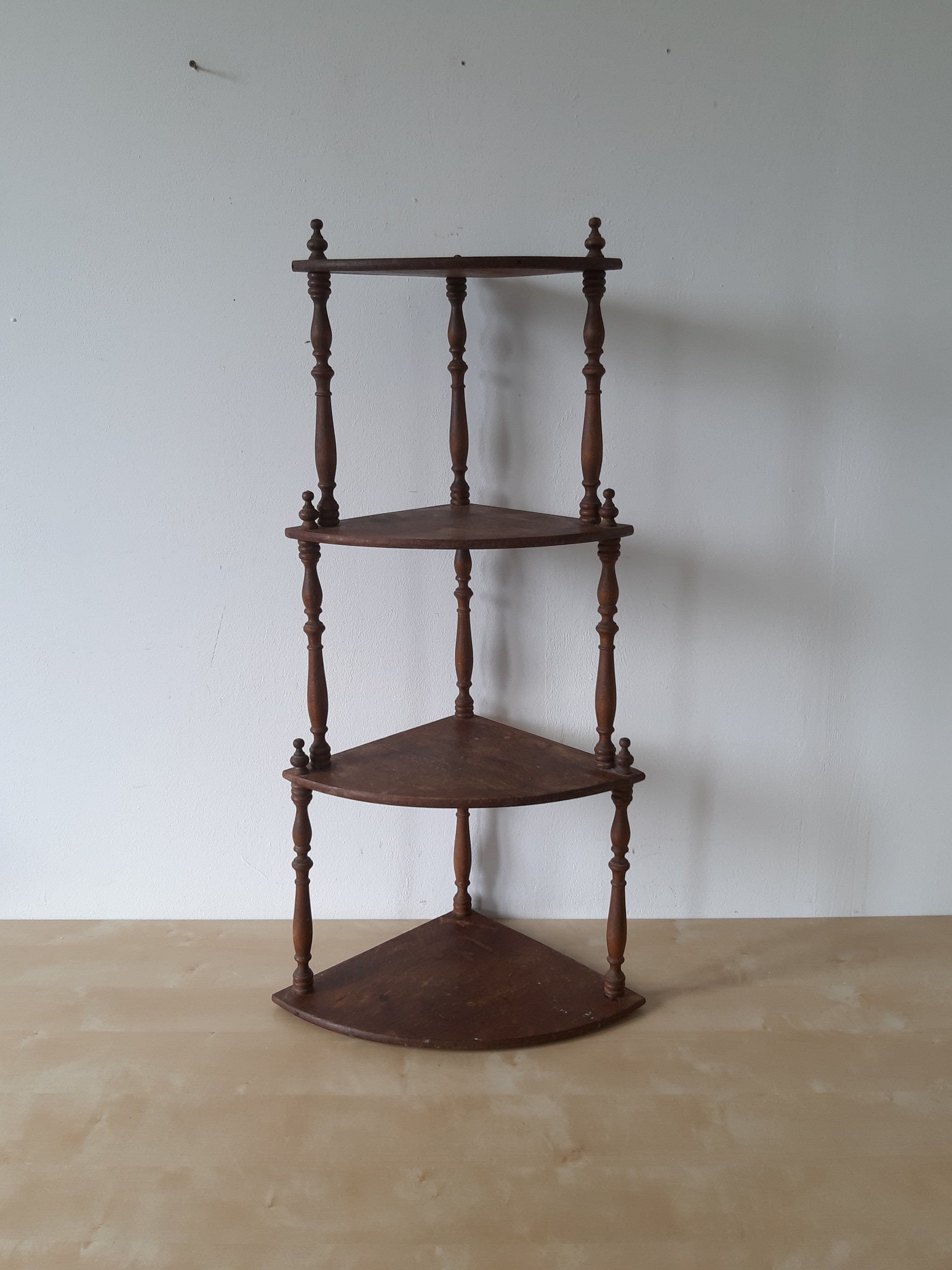 Antique Wooden Corner Shelf 4 Tiered Corner shelf storage Unit Etsy