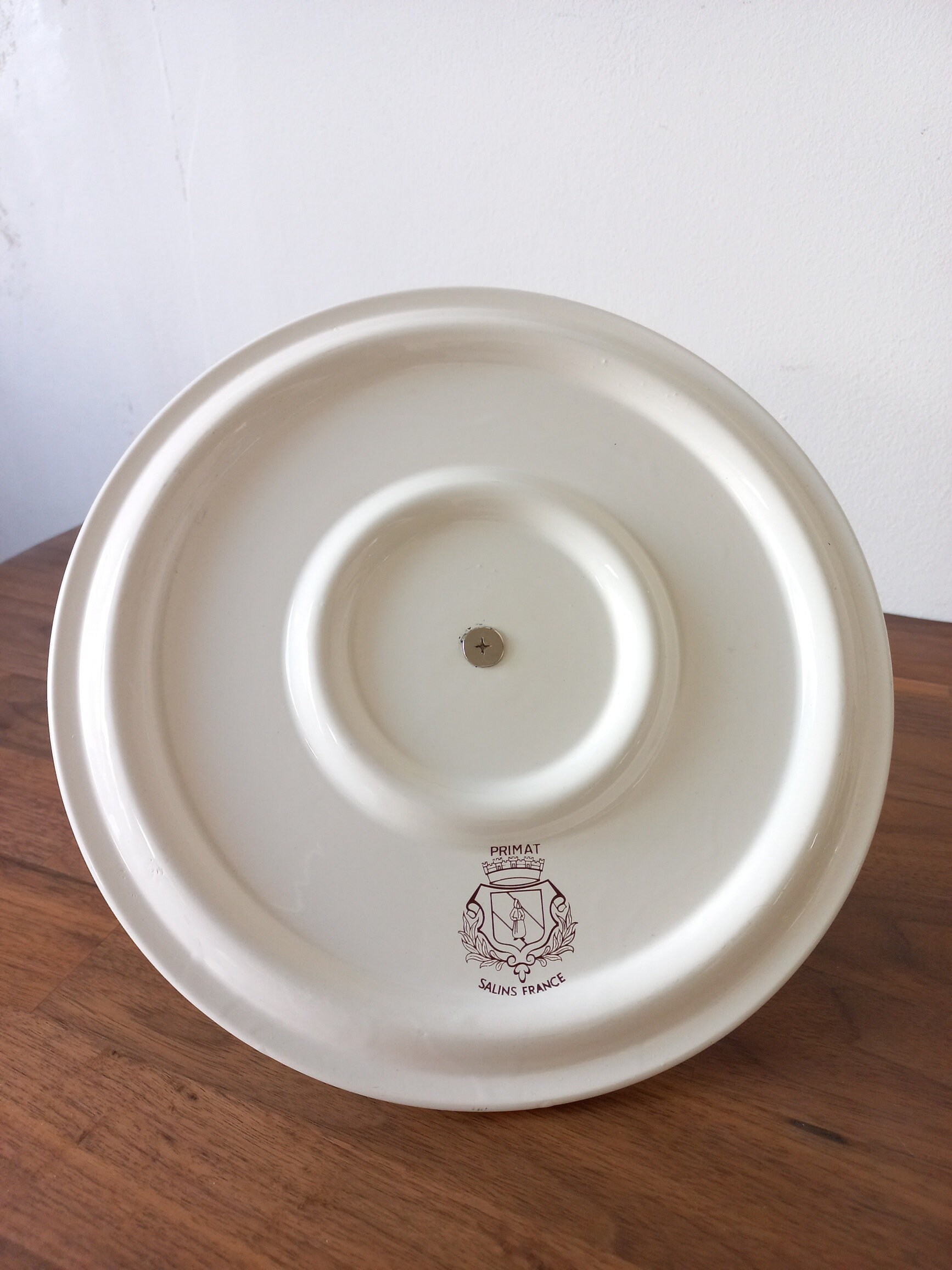 Plateau à Fromage Vintage Années 60 Salins - Céramique Motif Omnibus, Très Bon état