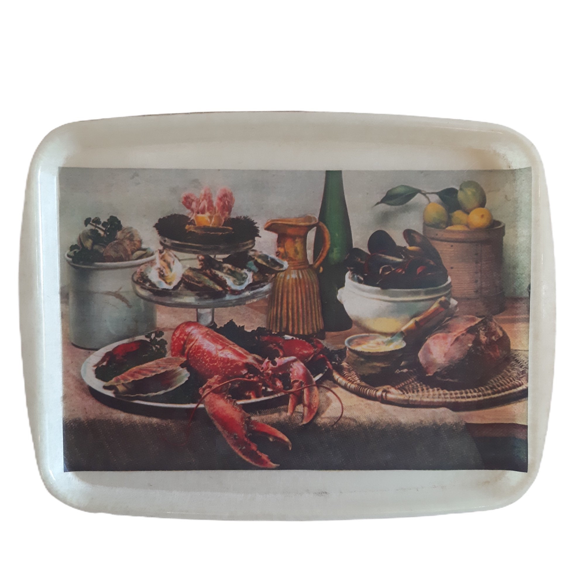 Français Vintage Résine Fibre Glass Serving Tray Sea Food Decor Kitchen Kitchenware Seafood Lovers C