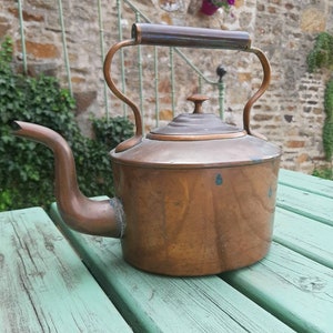 Vintage English Victorian Style Kettle Stove Copper Brass