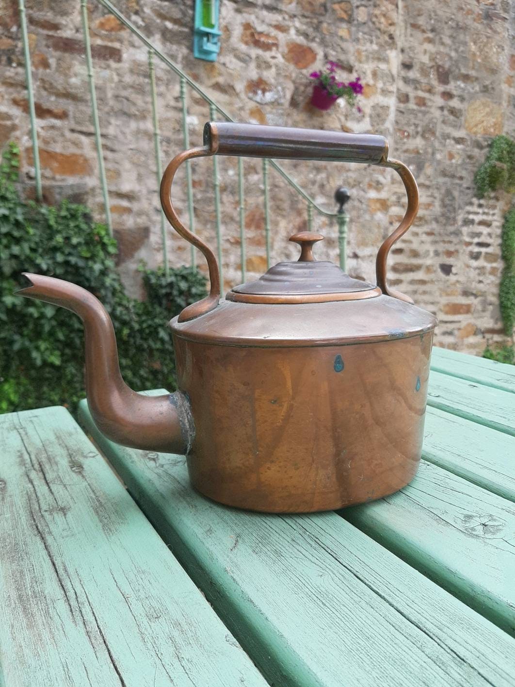 Vintage Anglais Style Victorien Kettle Stove Cuivre Laiton Circa 1950