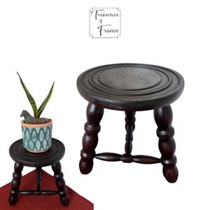 Vintage Chubby Heavy French Wooden Stool Tabouret  Display Ornament Plant Pot Side Table Display Plinth Seating Furniture Prop  Circa1980’s