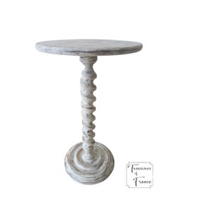Vintage Wooden French Twisted Column Stand Dark Wood Painted Céruse Plant Pot Ornament Display Circa 1980’s