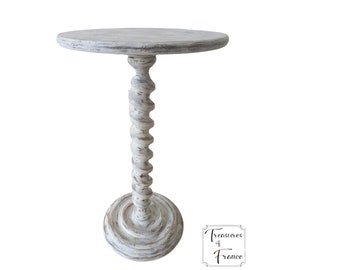Vintage Französischer Twisted Column Podest Stand, Pflanzentopf aus dunklem Holz