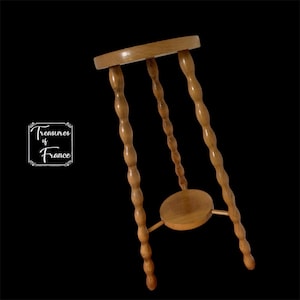 Vintage French Found Tall  Stool Tabouret Normandy Style Bobbing Legs Stool Plant Stand Double Display Stand Rustic Plinth Seat Circa1980’s