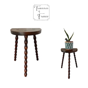Stool French Vintage Wooden Stool  Bobbing Legs Tabouret Wood Furniture Plant Pot Stand Plinth Rest Side Stand Rustic Farmhouse 1970’s