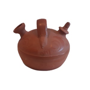 Vintage Terracotta Water Cooler Jug / Pitcher With Handle And Spout Gurglet Pichet Container Farmhouse Kitchen Decor Gargoulette 1980 / 90's