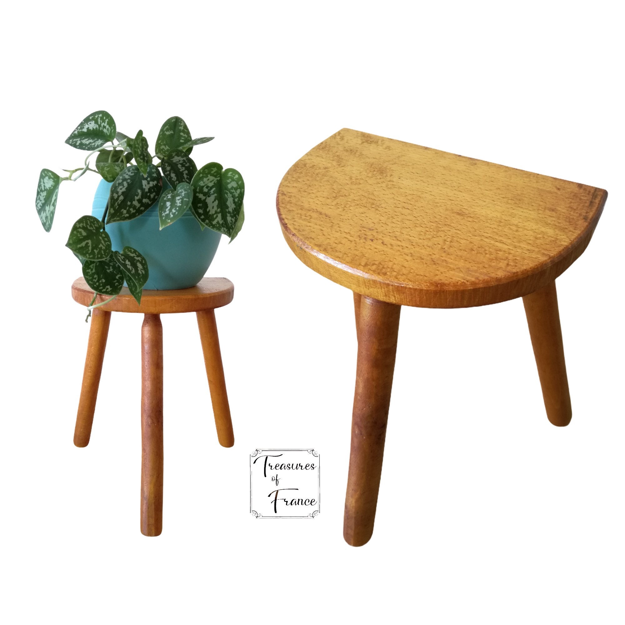 Tabouret Vintage Français D Tabouret de Traite en Bois Traditionnel Petite Chaise Stand Affichage Re