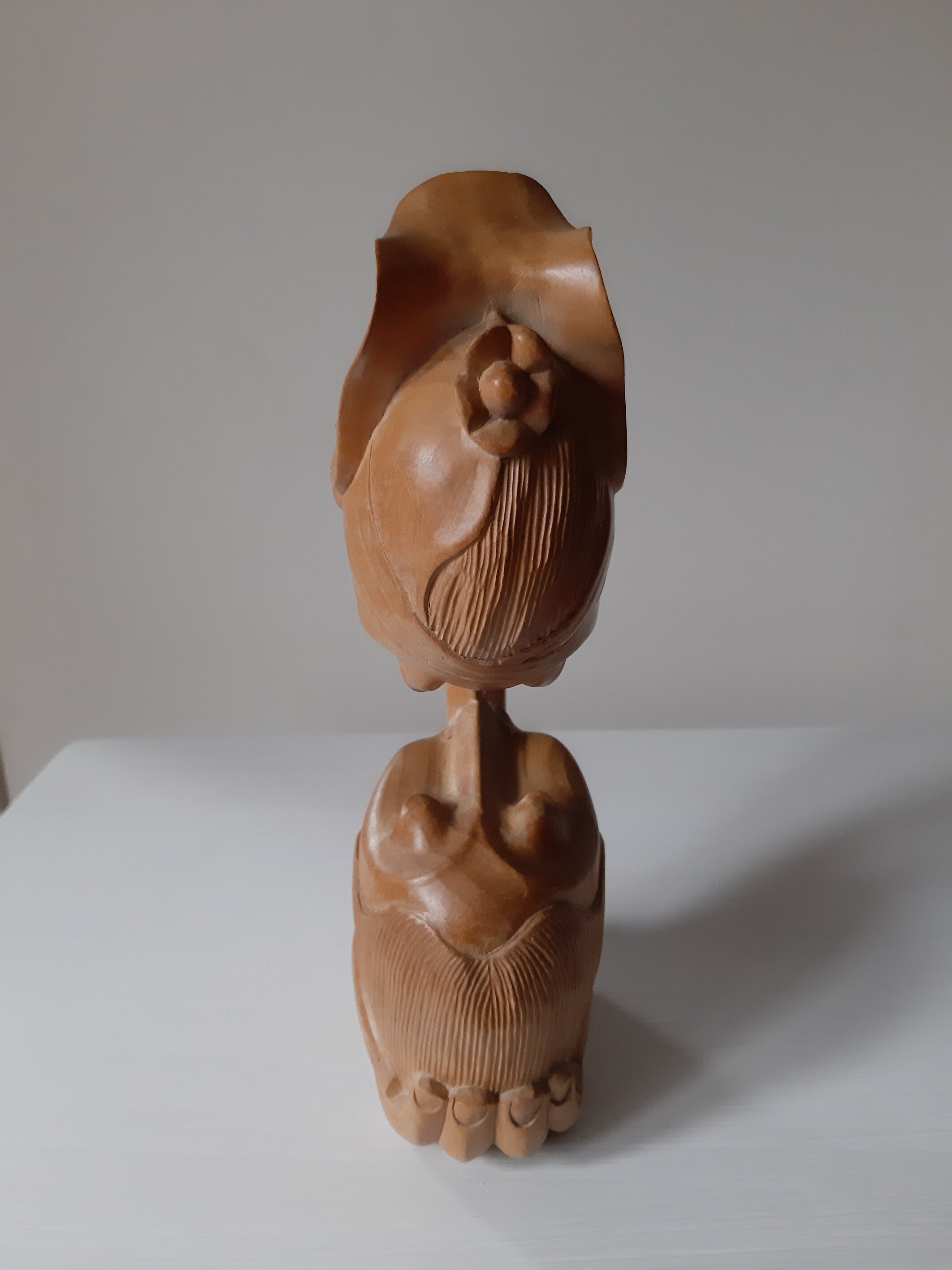 Vintage Unique Wooden Sculpture Handmade and Carved From One