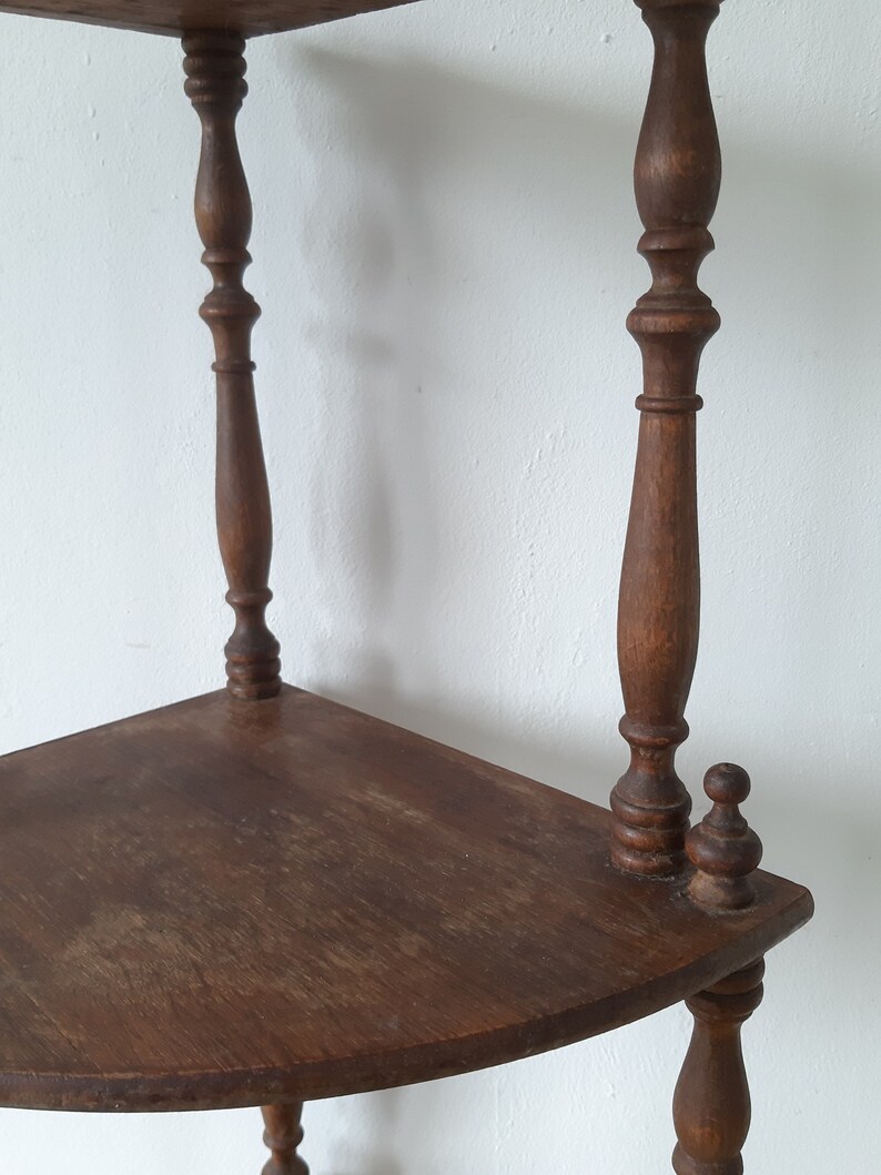 Antique Wooden Corner Shelf 4 Tiered Corner shelf storage Unit Etsy