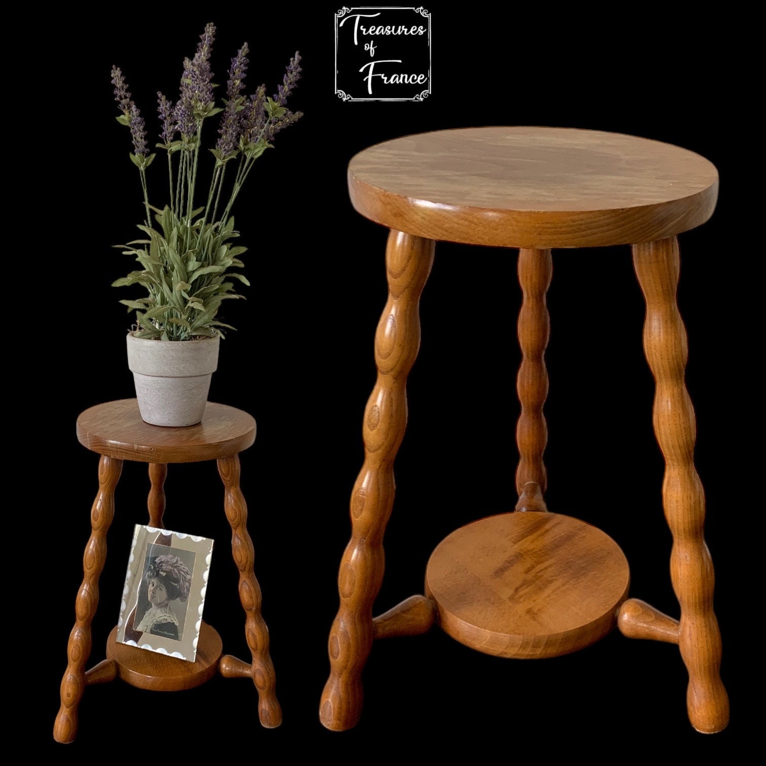 Vintage Stool Bobbing Legs Tabouret  2 tiered Plant Ornement Stand Stool Side Table Display Rest Plinth Seating Props Gift Circa 1990’s