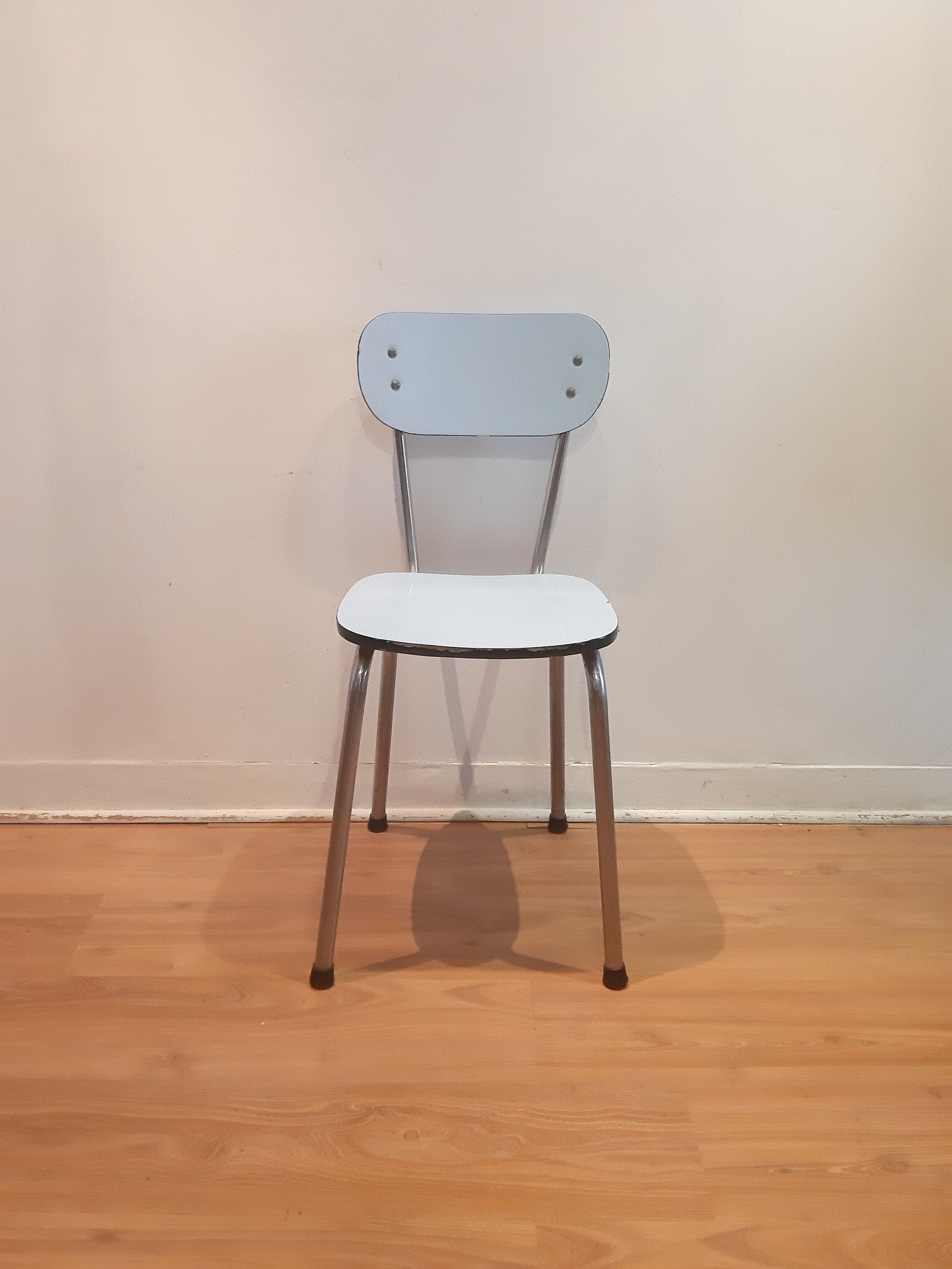 Vintage Français Blue Formica Chair Retro Kitchen Decor Industrial Home Window Shop Props Circa 1960